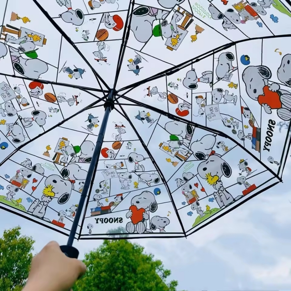 Snoopy Clear Umbrella with Cute Fun Adorable Unique Multicolored Cartoon Print - Picture 2 of 6